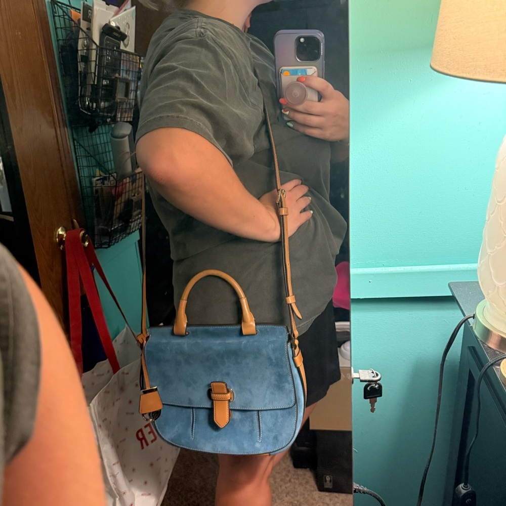 Michael Kors Blue and Tan Crossbody Bag and wallet